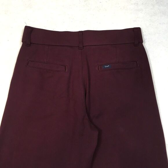 Lee Wide Leg Knit Dress Pant Womens 6 Maroon Red High Rise Pocket Pull On - Picture 11 of 12